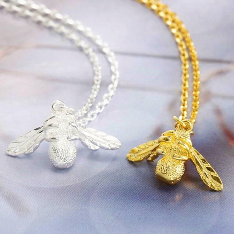 High Quality Hip Hop Fashion Simple Design Copper Golden Bee Women's Pendant Necklace for Commuter Accessories