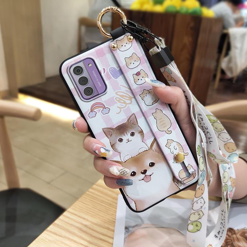 Fashion Design Dirt-resistant Phone Case For Nokia G42 5G Cute Anti-dust Ring Silicone Anti-knock Wrist Strap Waterproof