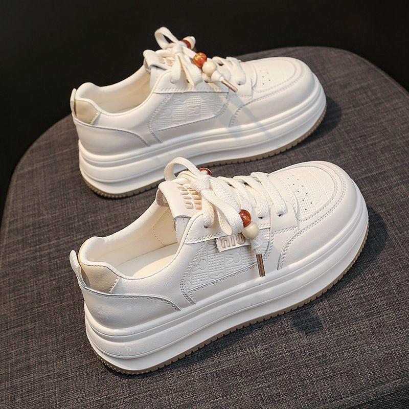 Nouvelles chaussures à plateforme compensées style muffin, semelles épaisses, légères, pour le printemps et l'automne, semelles souples, surface en cuir respirante, pour étudiants