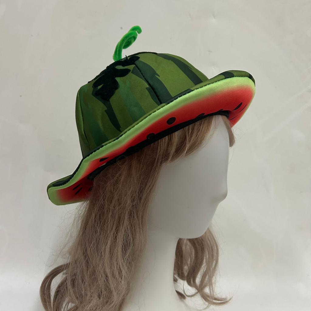 Lovely Watermelon Fisherman Hat Wide Brims Bucket Hat for Adult Unisex Halloween and Music Festival Cosplay Headpiece