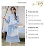 Spring & Autumn New Chinese Moon White/Blue Two-Piece Skirt Set for Women