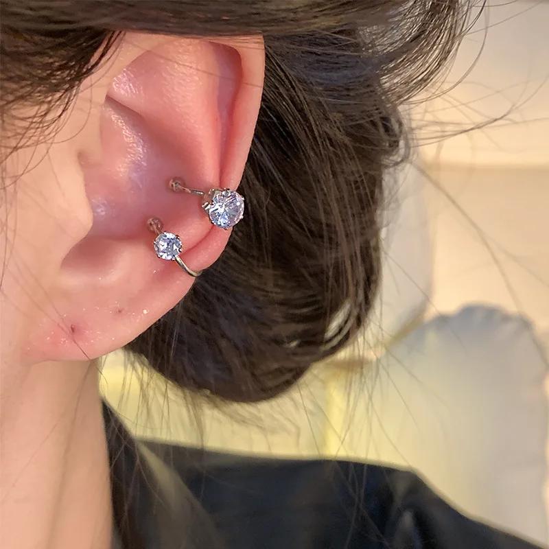 Shiny Zircon Ear Cuff Non-Piercing Earrings Fashion Delicate Simple Silvery Mini Ear Clip Earrings Female Jewelry Gift Wholesale