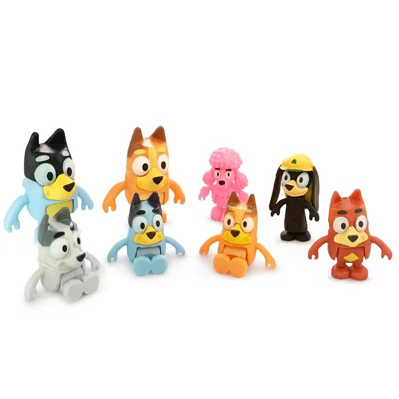 Toys Model 8Pcs/Set Bluey Bingo Anime Figure Snickers Coco PVC Movable Joints Action Figure Dolls Birthday Decoration Gifts Kids