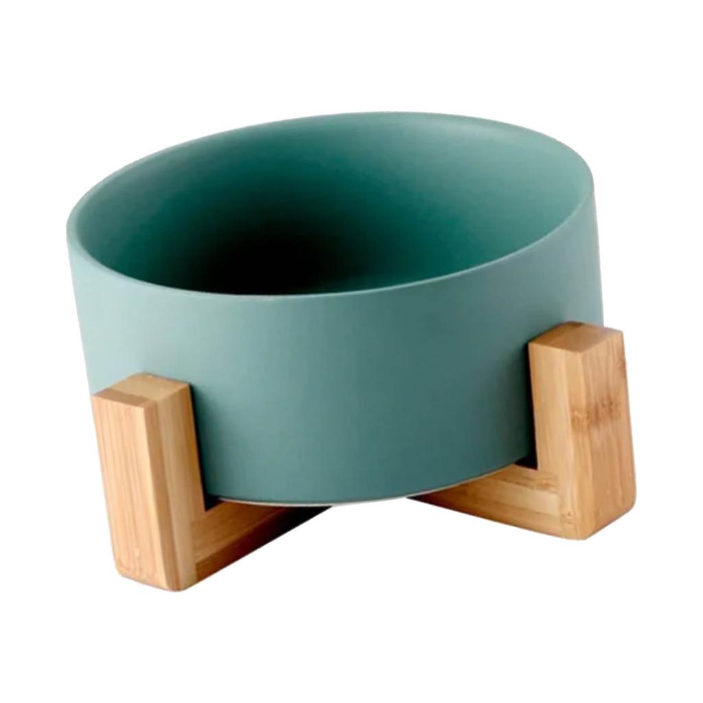Ceramic Dog Cat Bowl Multipurpose Large Capacity Pet Bowl with Wooden Stand for Cats Dogs Pets