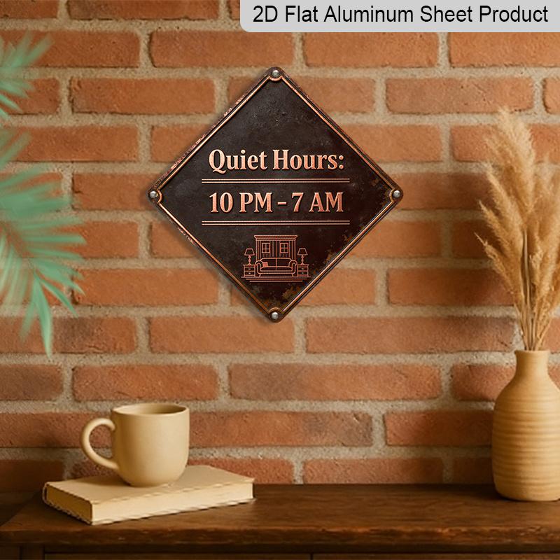 2D Flat - 1pc, Themed Around Quiet Living Habits, Wall Gift for Lifestyle Enthusiasts, Vintage Metal Sign, Suitable for Decorating Bedrooms