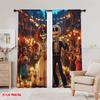 Flat Printing Colorful Day Dead Scene Curtain Flowers Versatile Polyester Without Electricity Curtains Set Of 2 Made