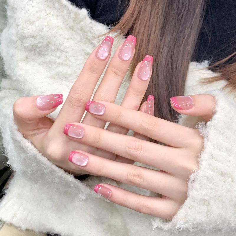 Noste nehty Advanced Kočičí oko Kamínky Francouzská Ručně dělaná Manikúra Nehtová fólie Spice Girl Čistá Touha Umělé nehty