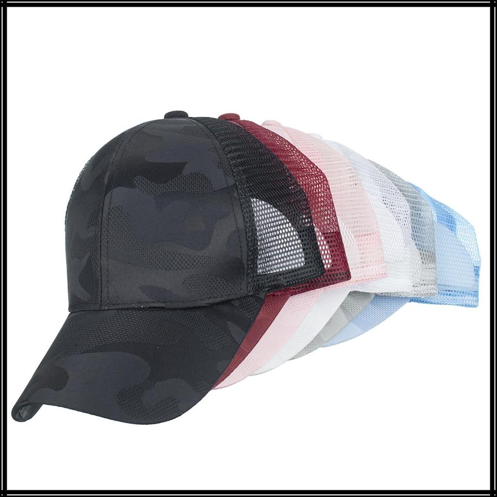 Cap Hat Mesh Camouflage Cross Net Sports Outdoor Men Women CZ976 [White Fang] (Black)