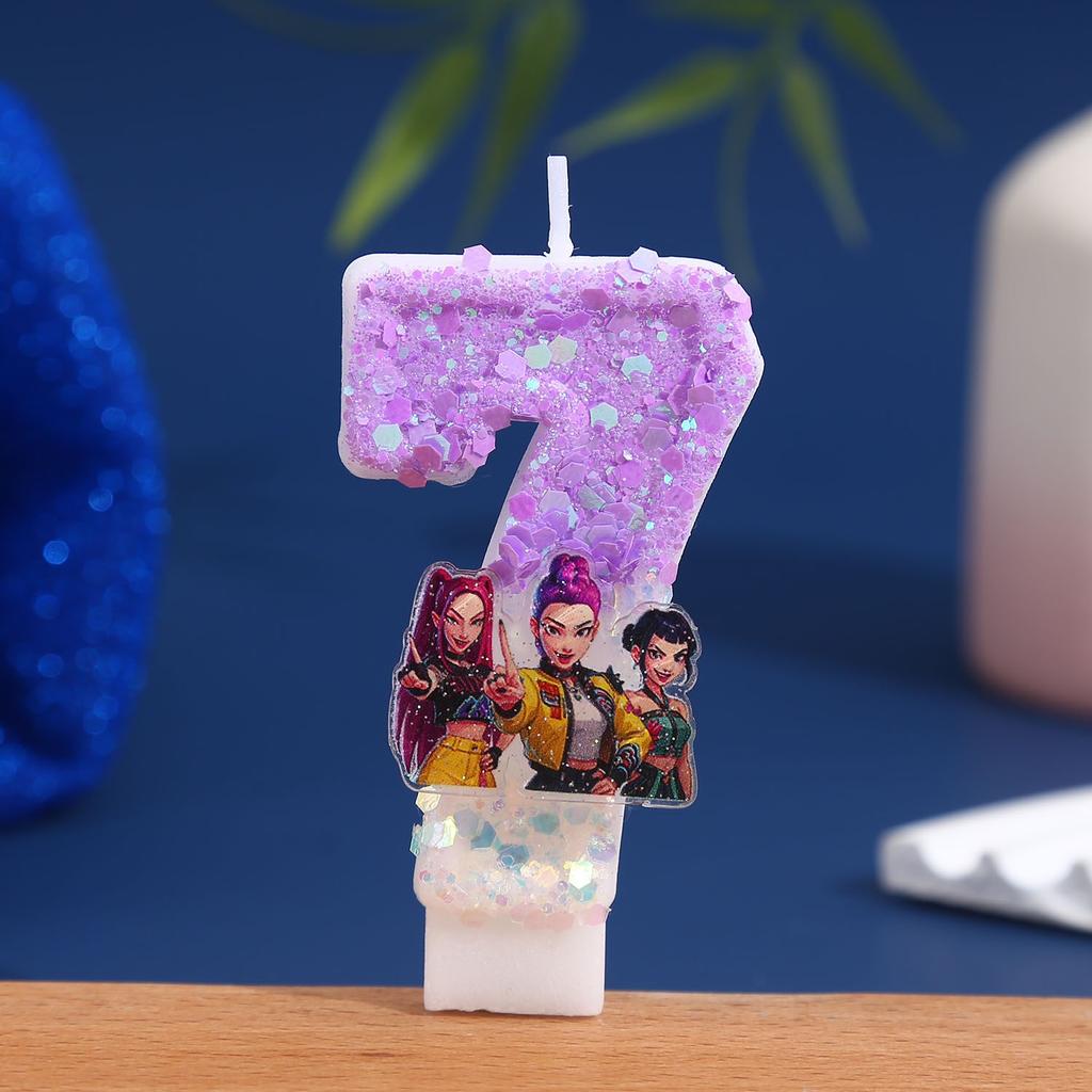 NEW Demon Hunters Digital Candle Cake Decoration KPop Numi Mira Zoe Digital Candle Cake Top Birthday party cake decoration
