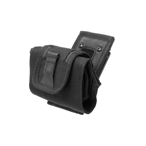 LayLax Compact Dump Pouch, Black, Foldable, Roll-Up, Lightweight, with Belt Clip and Drop Protection, Patch Base