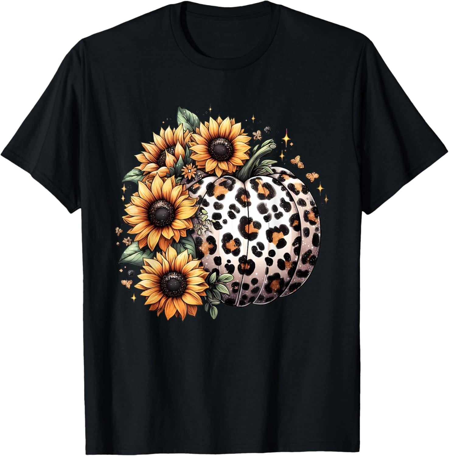 Pumpkin Leopard Sunflower Fall Lover Autumn T-Shirt S разноцветный