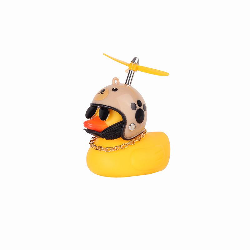 Car Broken Wind Small Yellow Duck With Helmet Airscrew Bicycle Moto With Straps Auto Pasted Accessories Interior Cycling Decor
