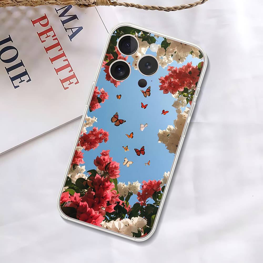Fresh Little Flowers Phone Case For IPhone 17 16 15 14 Plus 13 12 11 Pro Max Phone Back Cover Transparent Shockproof Cover