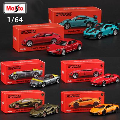 Maisto 1:64 Porsche 911 Taycan Lamborghini Sian Performance Ferrari SF90 Monza SP1 Car Model Alloy Miniature Diecast Toy