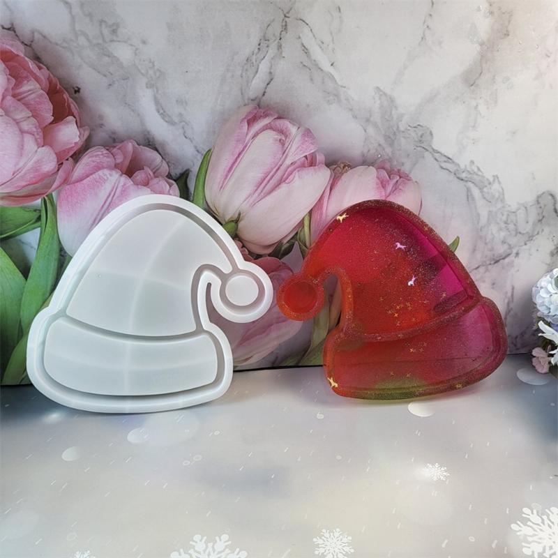 Silicone Molds Resin Trays Moulds Christmas Hat Shape Silicone Plates Moulds Silicone Texture Crafting Moulds for Craft