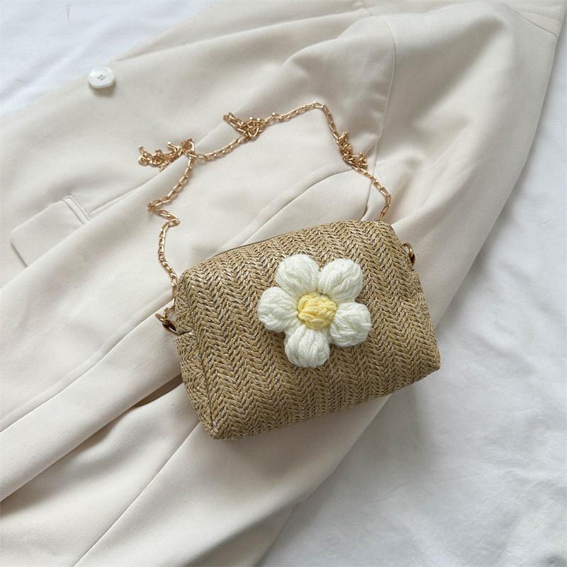 Trendy Medium Sized Woven Crossbody Bag For Women Featuring Cute Design And Soft Texture Khaki
