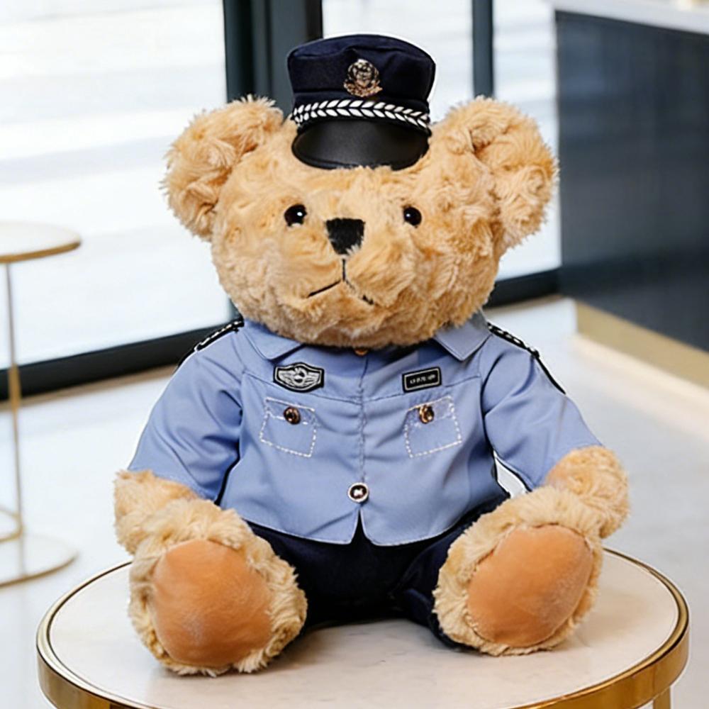 Pukeyue Politie Uniform Teddybeer Pluche Speelgoed Zacht Gevuld Dier Pop Leuke Pluche Verjaardagscadeau Jongens Meisjes Kind Bank Huisdecoratie 37cm