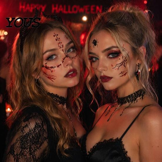 Skin Friendly Temporary Face Art Halloween Tattoo Stickers, Waterproof Scary Makeup Decals for Party, Kits Adults Wound Scar Body Kids Water Transfer