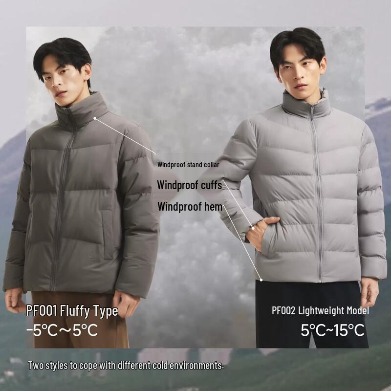 Beneunder Men's White Down Stand-Collar Puffer Jacket
