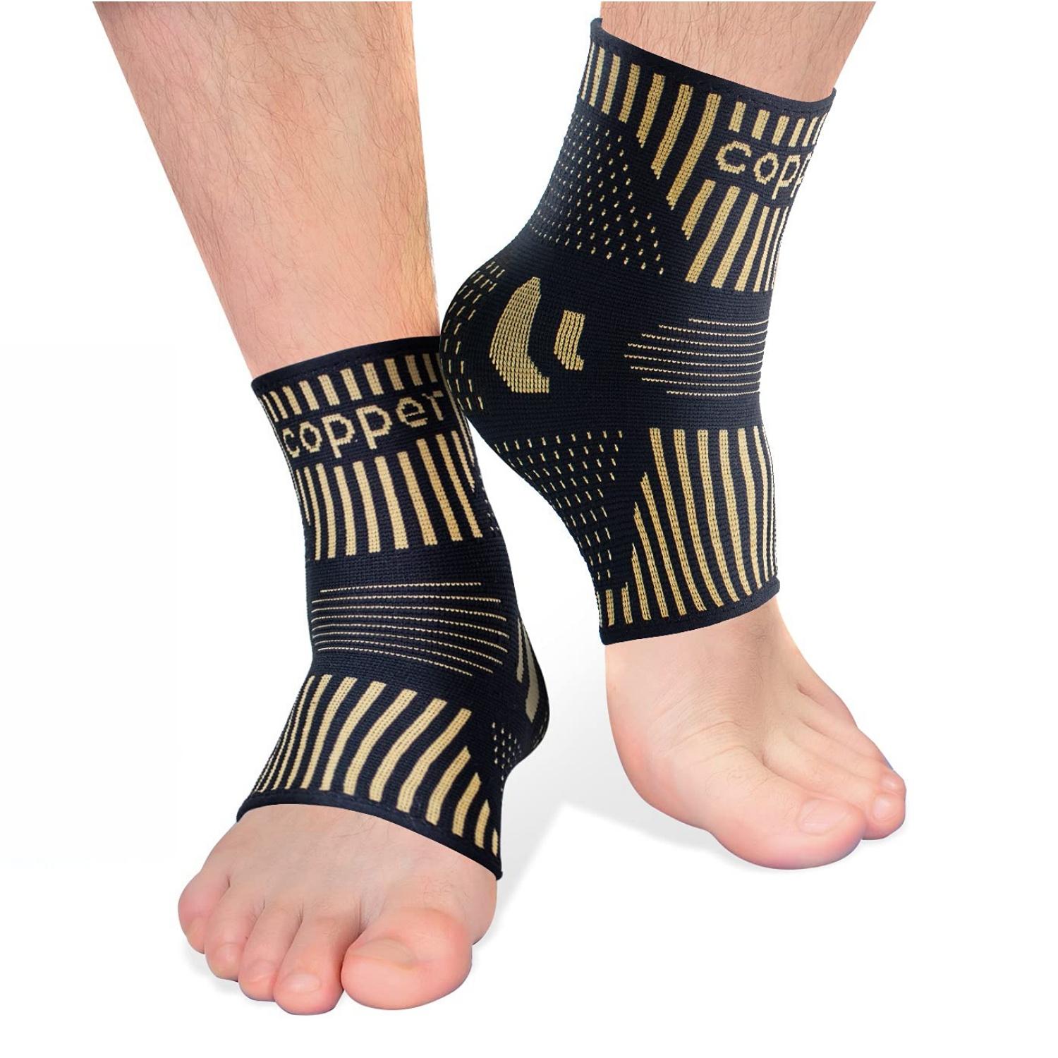 

1 Pair Copper Ankle Brace Support Ankle Compression Sleeve Socks Perfect For Plantar Fasciitis Sprained Achilles Tendon Pain Relief M