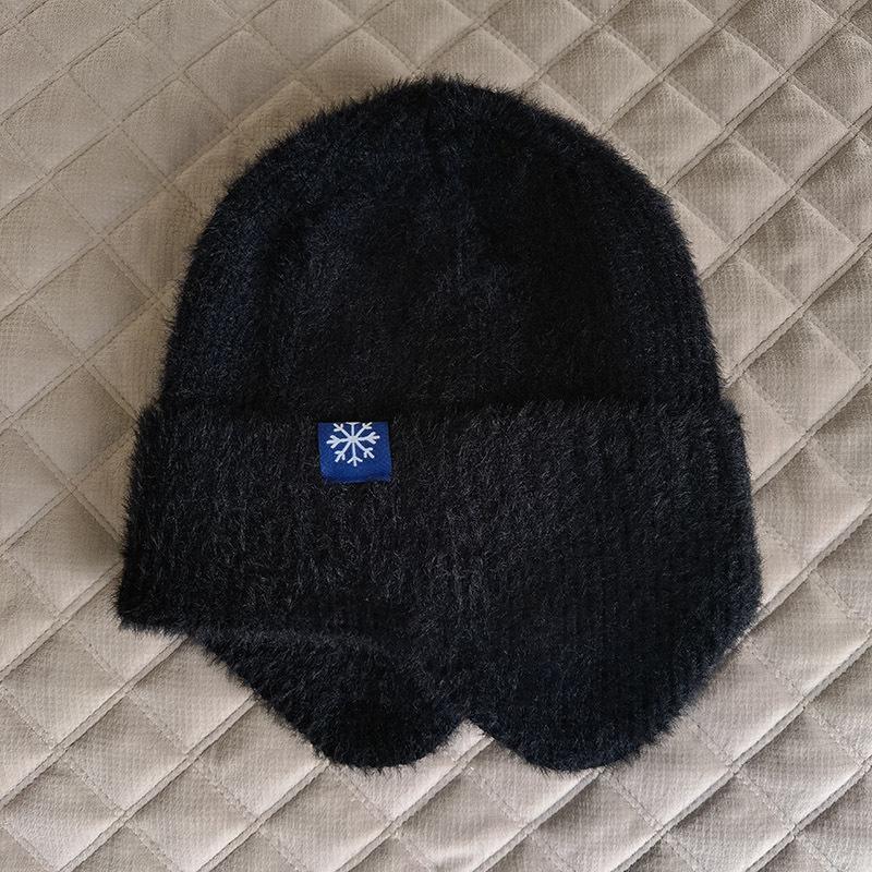Outdoor warm knitted hats, winter wool earmuffs, men's and women's autumn and winter hats, stretch thick windproof hats, cycling hats