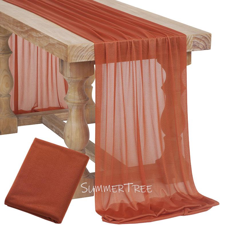 Flowy Drape Sheer Gauze Table Runner Rustic Boho Burgundy Blush Pink for Wedding Party Baby Bridal Shower Dining Table Decor 5
