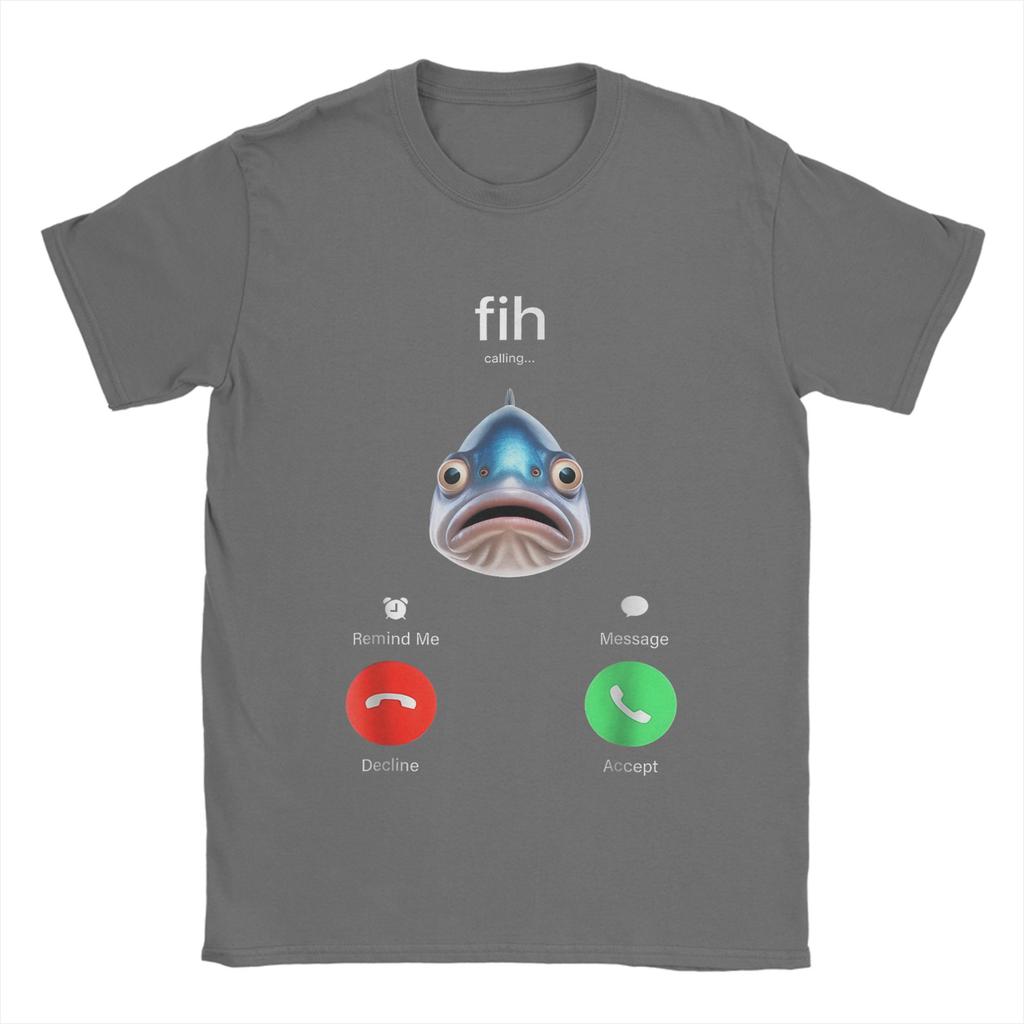 Men's T-Shirts Fih Calling Remind Me Message   Funny 100% Cotton Tees Short Sleeve  T Shirts Crewneck Clothes Birthday Gift