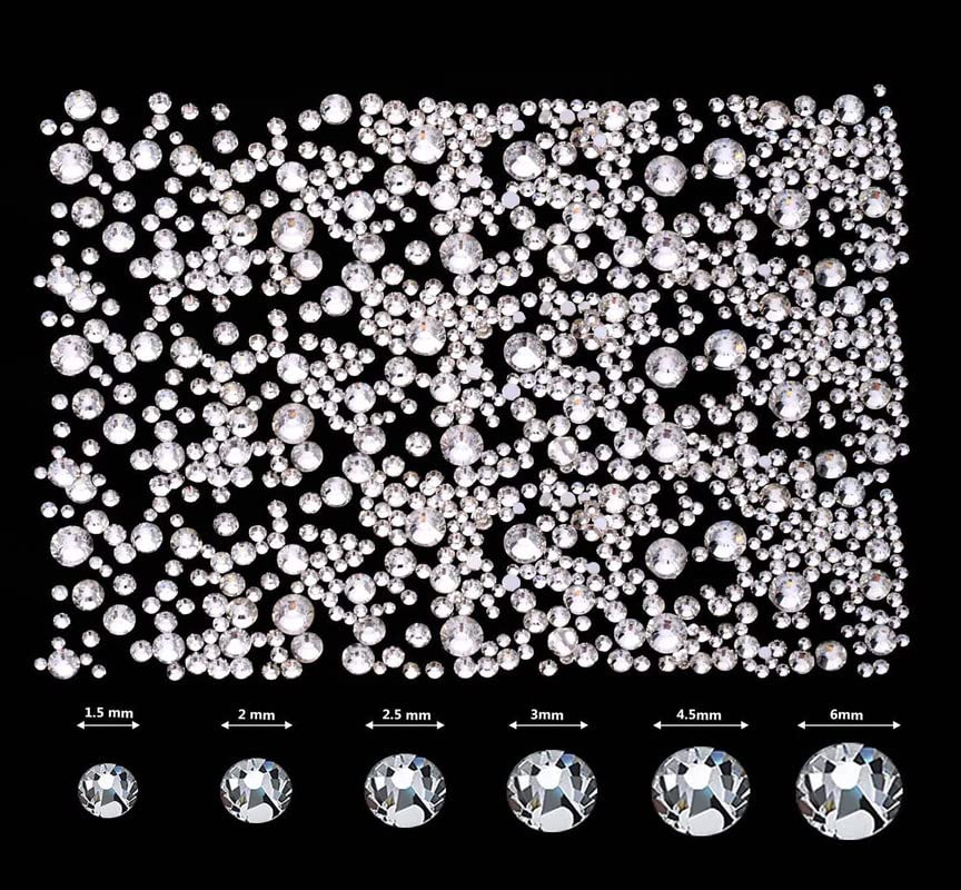 DIY Crafts 140 Pcs, Random Sizes Bright, Flat Back Gems Round Crystal Rhinestones (1.5-6 Mm) Silver Pick Up Tweezer and Rhinestones Picking Pen for
