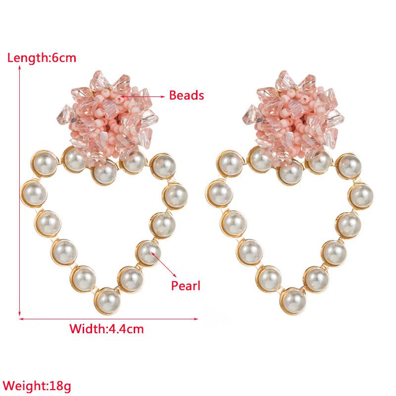 Pinkdudu Cercei romantici, acrilic, cu inimă goală, în 3 culori, cercei eleganti cu perle de imitație, dragoste pentru femei, bijuterii PD1297