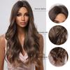 Ombre Brown Long Wavy Synthetic Hair Wig for Black Women Afro Middle Part Heat Resistant Fiber Cosplay Daily Use Hair Wigs