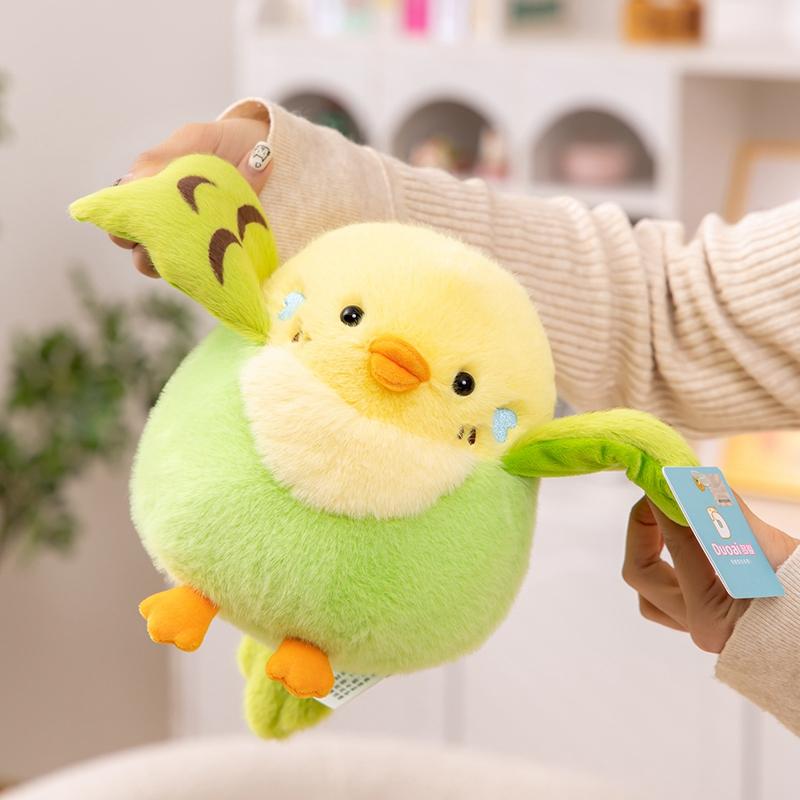 Jouets Peluches d'Oiseaux Kawaii 21cm Mini Poupées Peluches d'Oiseaux Artificiels Mignon Perroquet Moineau Réaliste Jouet Peluche pour Enfants Anniversaire Cadeaux de Noël