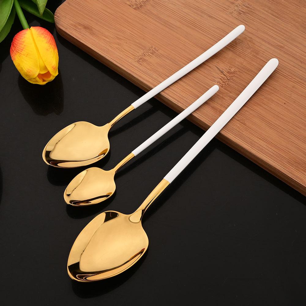 6Pcs/Set Silver Flatware Cutlery Set Stainless Steel Knife Dessert Fork Spoon Tableware Set Festival Kitchen Dinnerware Gift