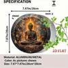 Vintage Buddha Metal Sign Round 7.87 Inch Flame Art Meditation Decor For Home Cafe Garage Aluminum Tin Plate