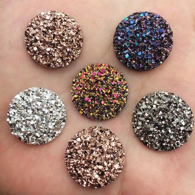 10pcs AB Resin 20mm Bling Ore Round Gem Button Flatback Rhinestone Scrapbook Embellishments DIY Wedding Applique Craft