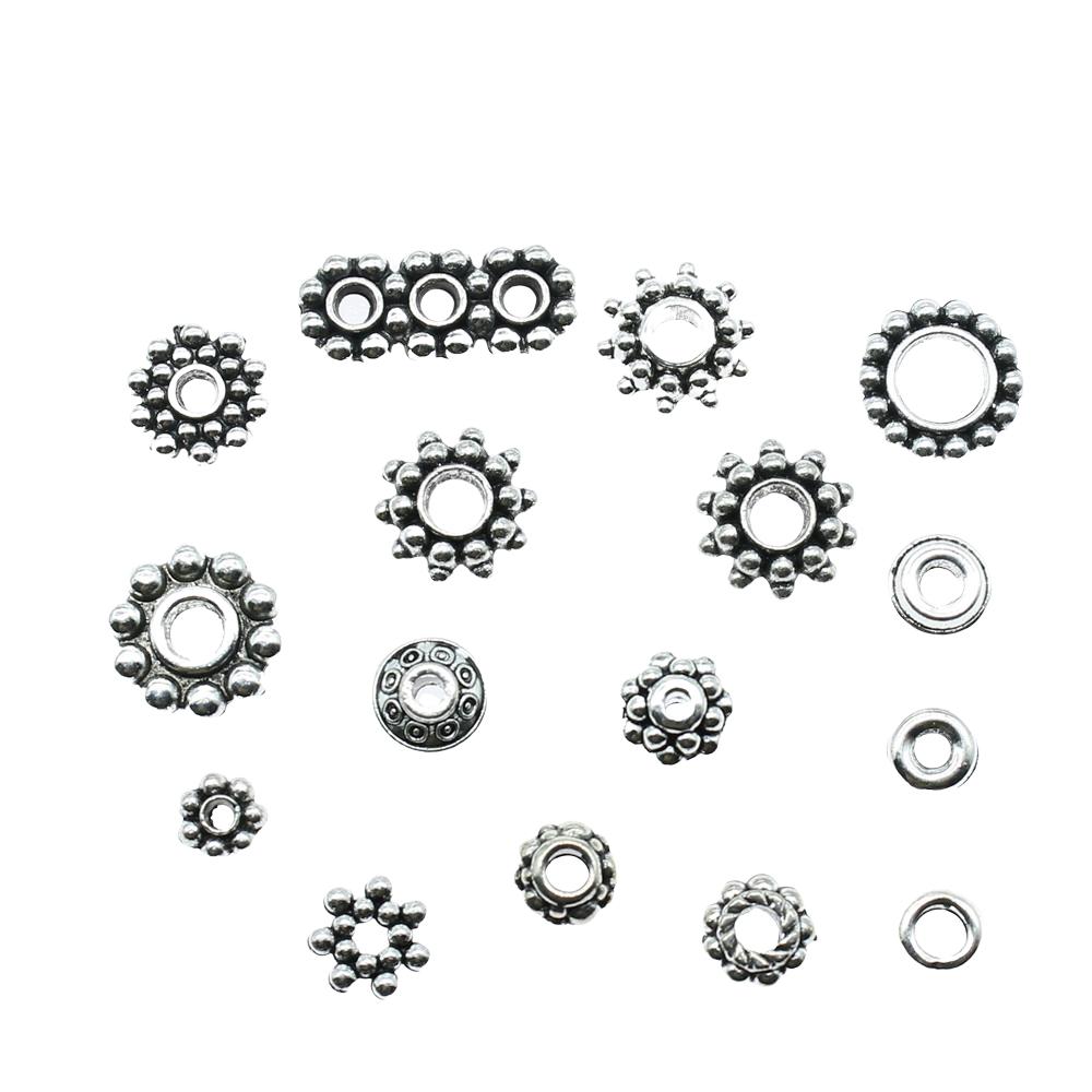 40pcs Antique Silver Color Small Spacer Beads Charm Pendants Jewelry Accessories DIY Small Spacer Beads Charms