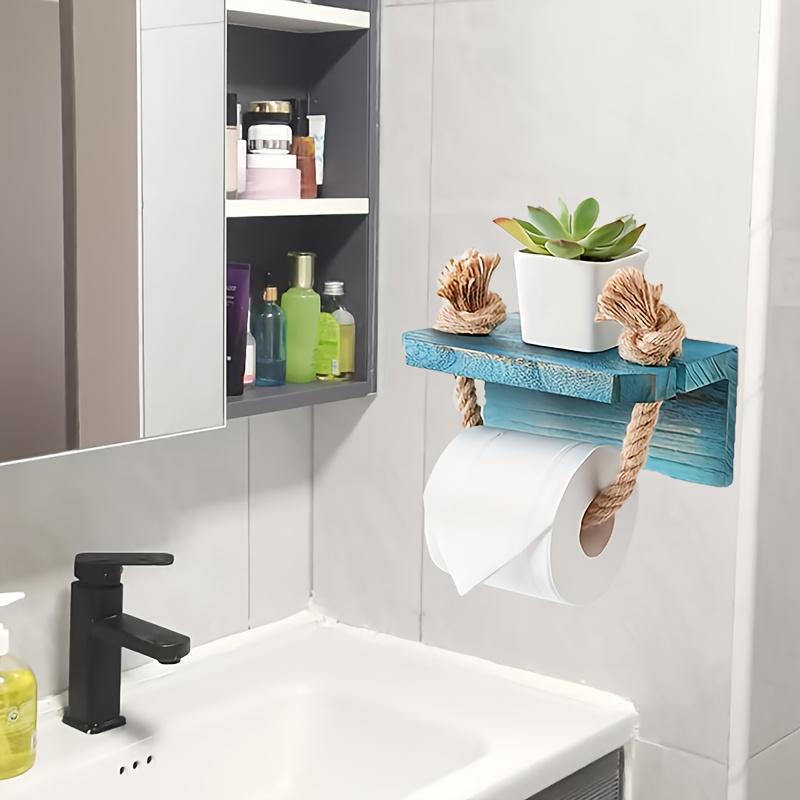 Sea/beach Toilet Paper Holder, Beach Bathroom Decoration and Accessories, Creative Wooden Toilet Paper Holder with Holder, Safety Angle,