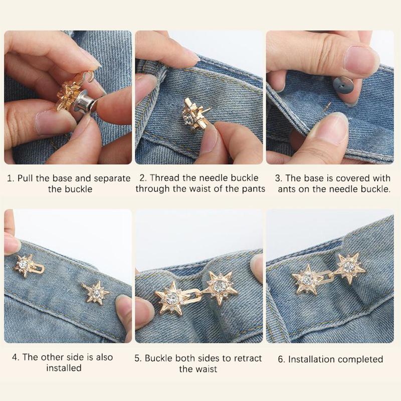 Zircon Stars Shaped Adjustable Tighten Invisibility Decoration Waist Buckles Jeans Pants Skirts Detachable Clothing Accessories