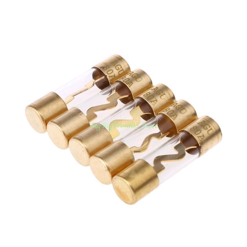 

24TE 5Pcs Gold Plated Glass AGU Fuses Pack Car o Amp Amplifier 60A золотой