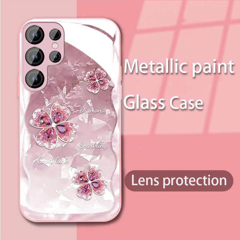 

Бриллиантовый четырехлистный клевер Подходит для чехла для мобильного телефона Samsung S23PLUS S24 Девушка S22 Приятный для кожи A52 Sense A53 Полный пакет Samsung S22