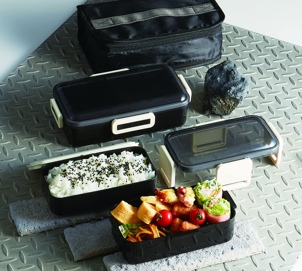 Skater Antibacterial Lunch Box with 830ml Includes Cooler Made In Japan Soft-Serving Dome-Shaped Lid, Capacity, Bag, Black, (KCPFLB8AG-A)