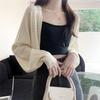 2024 Summer Light Knit Cardigan: Thin Loose Shrug with Lantern Sleeves, Airy Sun Protection Cover-Up, Short Top Jacket.
