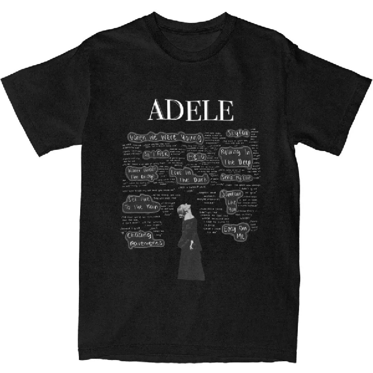 

Adele Singer Poster T-Shirt Music Album Harajuku T Shirts Short Sleeve Streetwear Tops Beach Cotton O Neck Oversized Tees XXXXXL