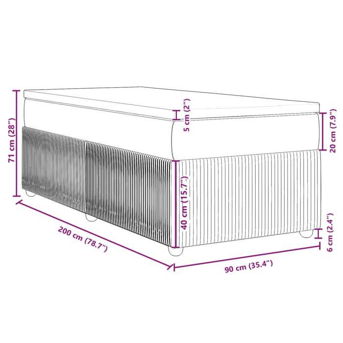 VidaXL Slatted Bed Base with Mattress Light Grey 90x200 Cm Fabric 3285539