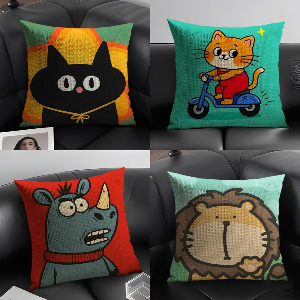 2 Funny And Quirky Party Animals Pillow Case Home Living Room Decoration Linen Pillowcover Pillow Cases Cushion Cover