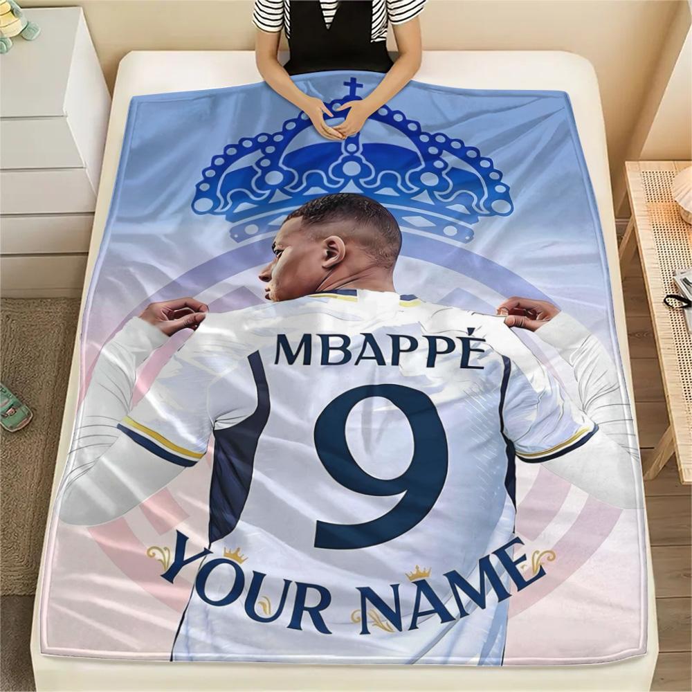 1PC Mbappe Legend Custom Name Patterned Flannel Blanket Suitable For All Seasons For Home Decor Warmth And Comfort Gifts Holiday Present