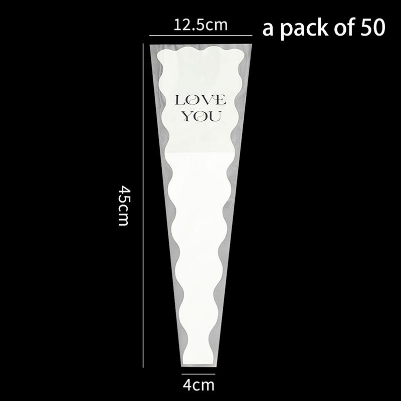50 Pcs Iridescent Single Rose Sleeves DIY Transparent Flower Wrapping Bag Floral Material Packaging Waterproof