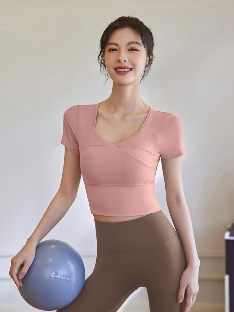 2025 Women's Summer Short Sleeve Yoga & Fitness Slimming Running T-shirt