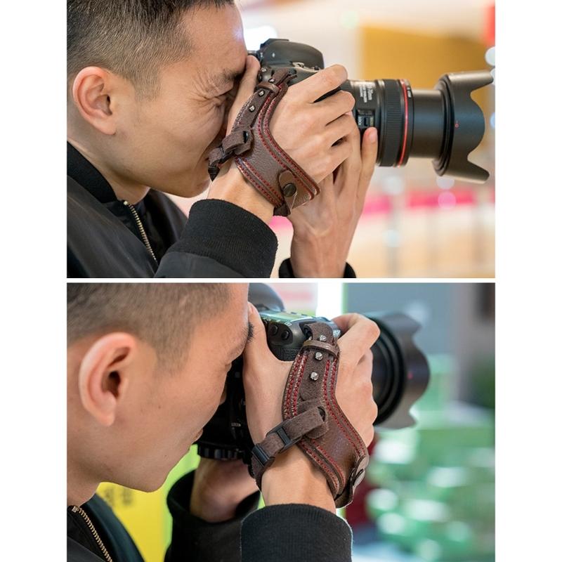 Camera Leather Wrist Strap DSLR Hand Belt Holder Shockproof Strap Waterproof Quick Release Strap Wristband for Camera