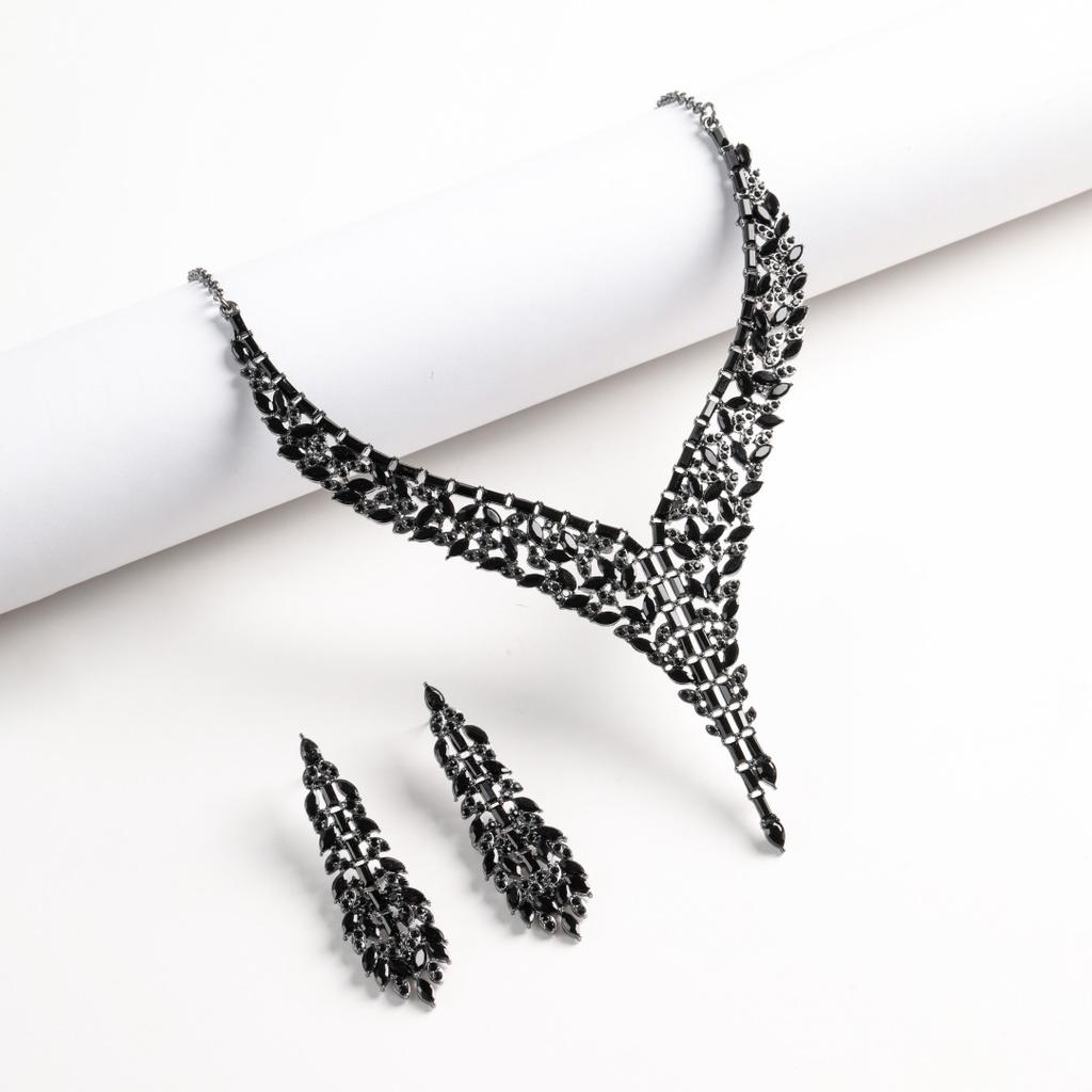 High-end fashion explosion luxury water drop earrings jewelry set