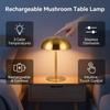 Table Lamp 3W 3 Color Temperatures Stepless Dimmable Touch Control Rechargeable Metal Mushroom Lamp for Bedside